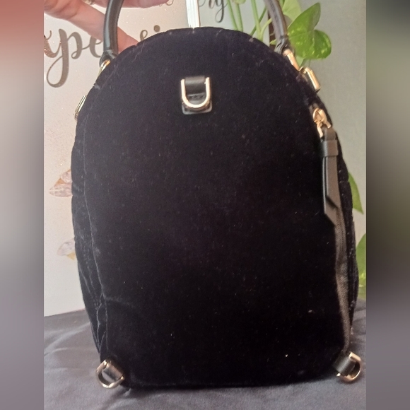 black crushed velvet mini backpack Kate Spade EUC++ Briar Lane Crushed Black Velvet Mini Backpack
